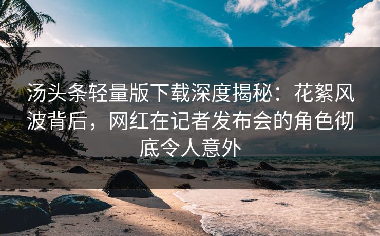 汤头条轻量版下载深度揭秘：花絮风波背后，网红在记者发布会的角色彻底令人意外