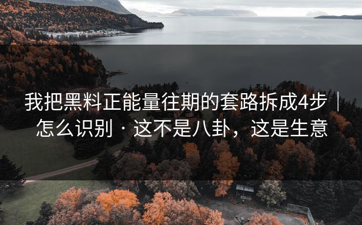 我把黑料正能量往期的套路拆成4步｜怎么识别 · 这不是八卦，这是生意